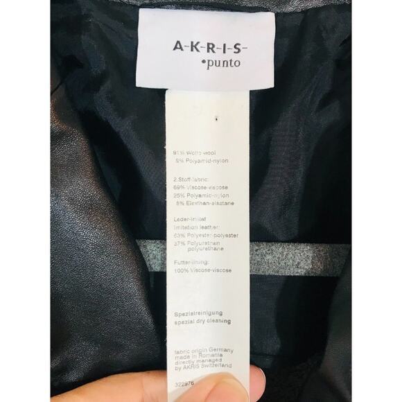 AKRIS Punto Blazer Jacket Wool Tweed Faux Leather Trim Knit Combo, 10 - Picture 7 of 12